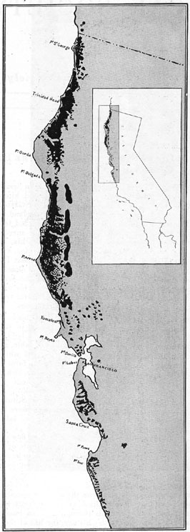 Grant's 1919 map of the redwood forest.