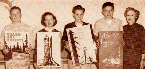 These four teenagers made nice posters, but did anti-fire advocates go too far with their war against fire in coast redwood? 